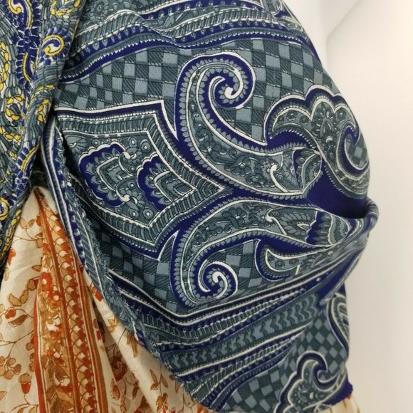 GipSea Styleget Womens Blue Paisley Silk Wrap Convertible Skirt Dress One Size - Picture 7 of 12